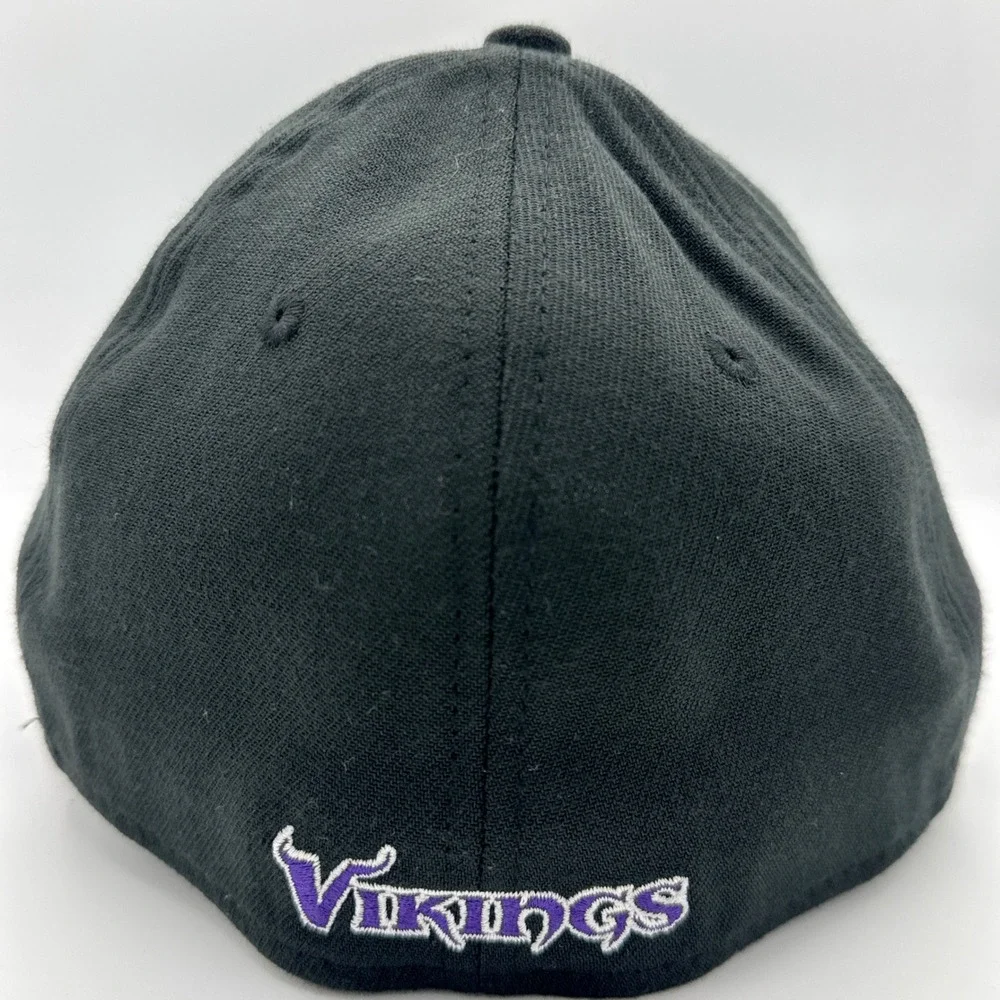 New‎ Era Hat Mens Medium-Large Minnesota Vikings Black 39Fifty NFL Stretch Fit